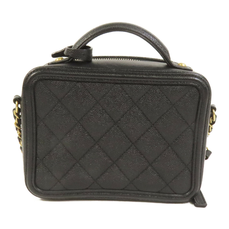 CHANEL 牛皮皮革Filigree Vanity Case手挽肩背兩用袋-1