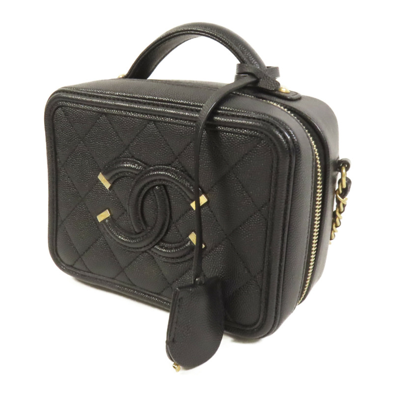 CHANEL 牛皮皮革Filigree Vanity Case手挽肩背兩用袋-2