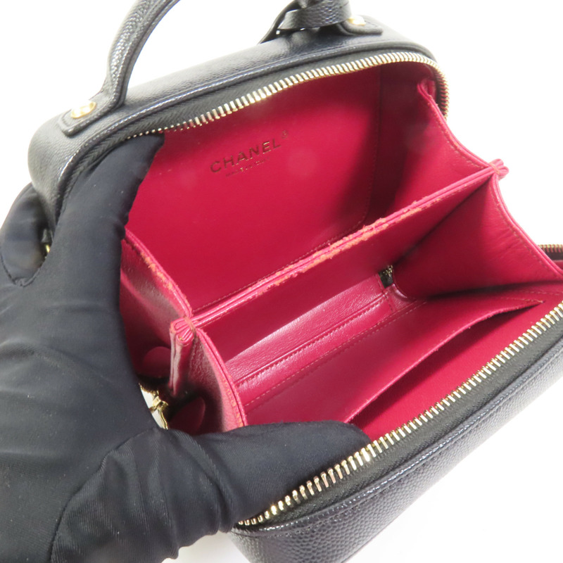 CHANEL 牛皮皮革Filigree Vanity Case手挽肩背兩用袋-4