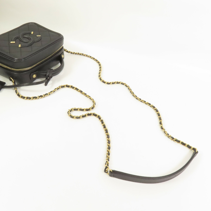 CHANEL 牛皮皮革Filigree Vanity Case手挽肩背兩用袋-5