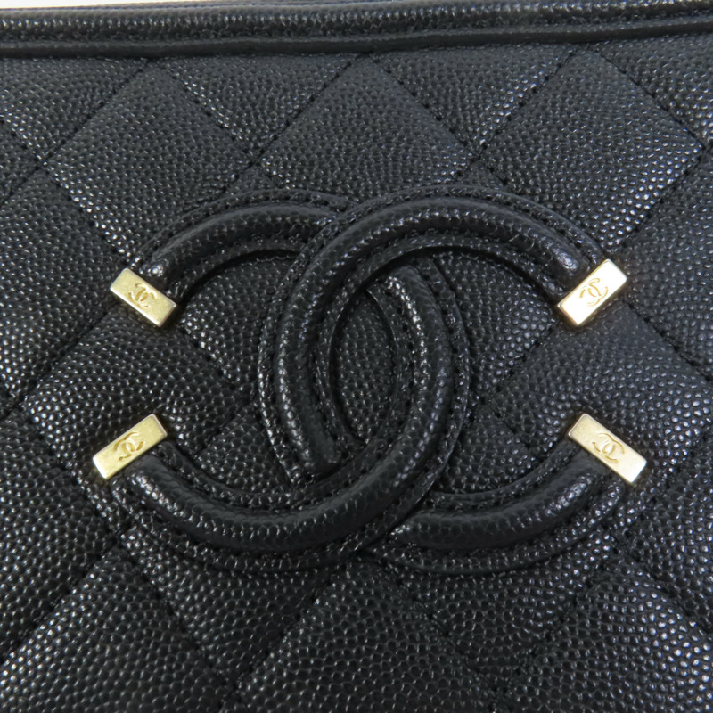 CHANEL 牛皮皮革Filigree Vanity Case手挽肩背兩用袋-7