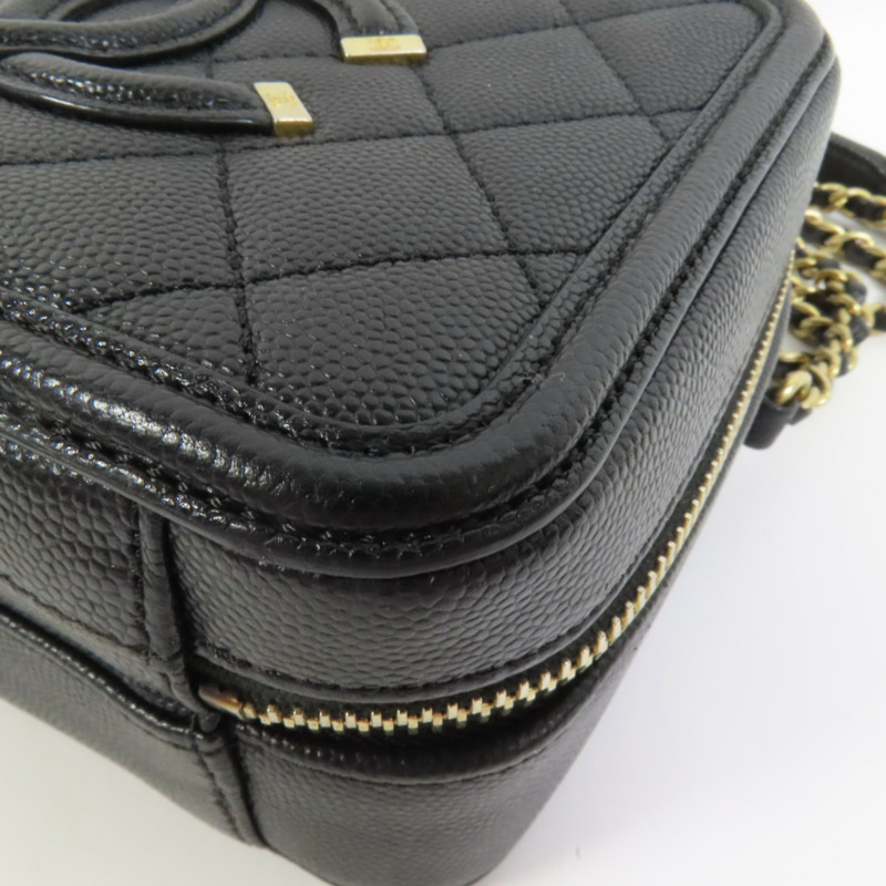 CHANEL 牛皮皮革Filigree Vanity Case手挽肩背兩用袋-14