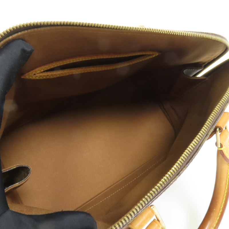 LOUIS VUITTON Monogram Alma金扣手挽袋棕色-4