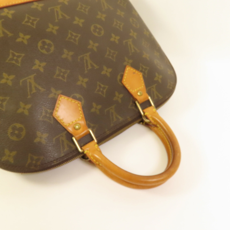 LOUIS VUITTON Monogram Alma金扣手挽袋棕色-5