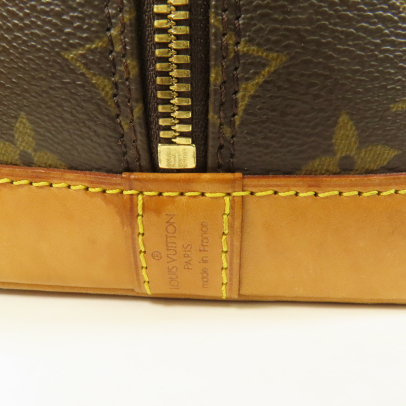 LOUIS VUITTON Monogram Alma金扣手挽袋棕色-6