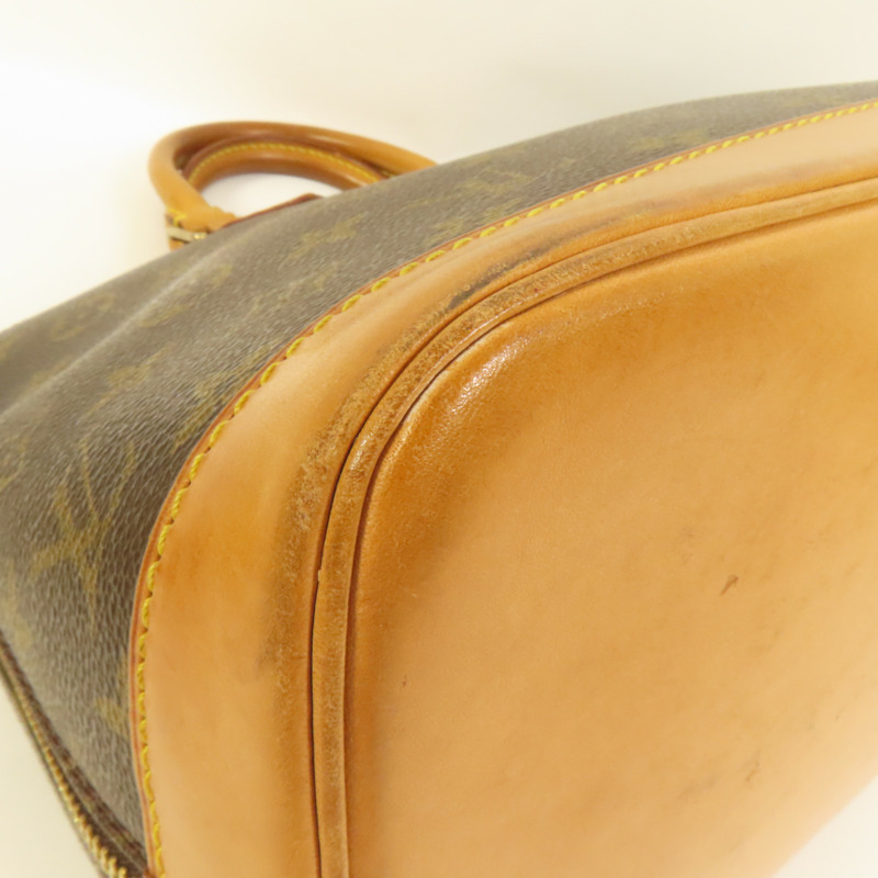 LOUIS VUITTON Monogram Alma金扣手挽袋棕色-11