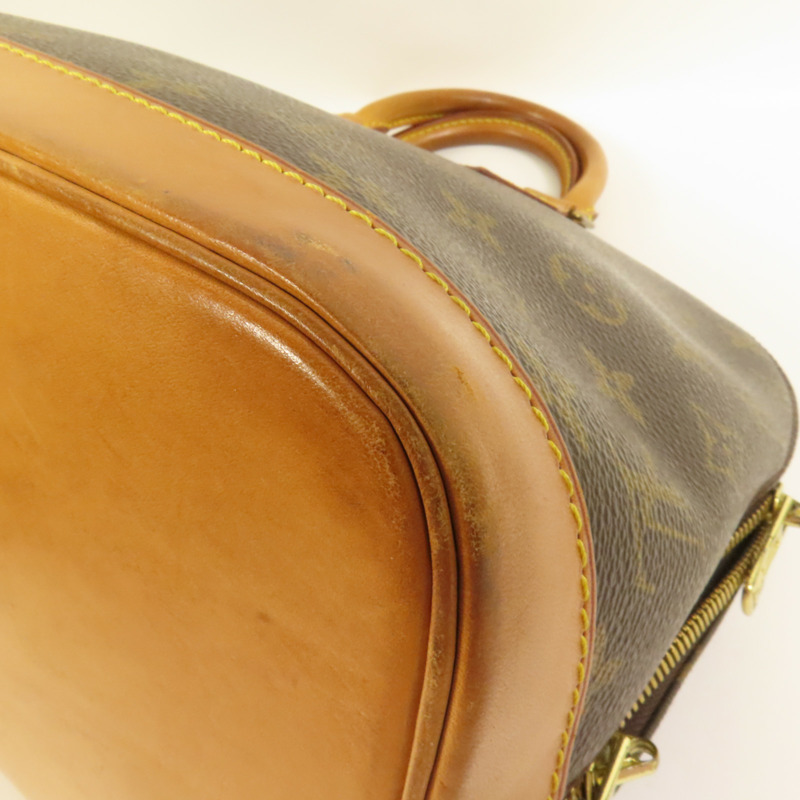 LOUIS VUITTON Monogram Alma金扣手挽袋棕色-12