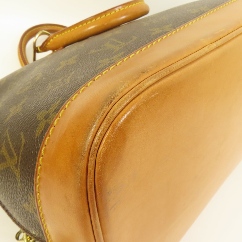 LOUIS VUITTON Monogram Alma金扣手挽袋棕色-13