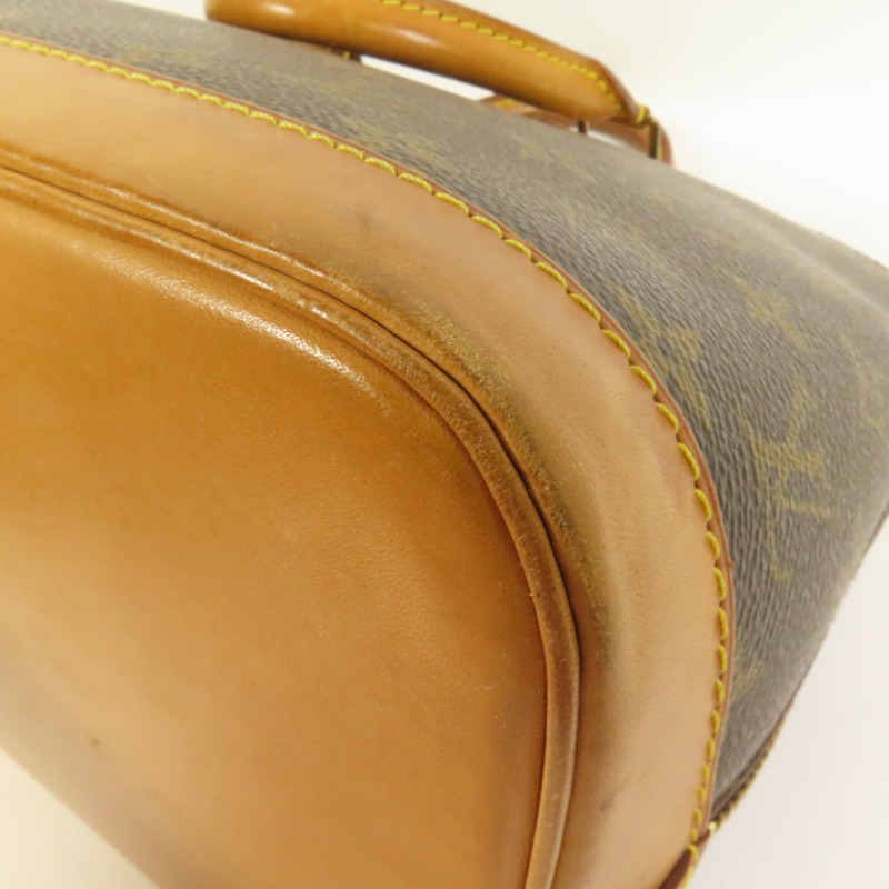 LOUIS VUITTON Monogram Alma金扣手挽袋棕色-14