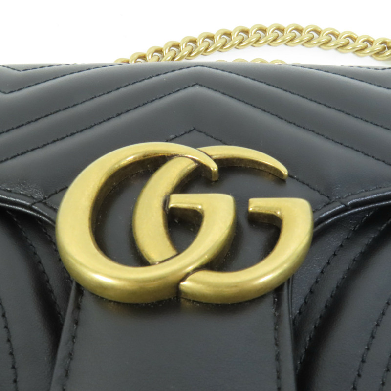 GUCCI 牛皮皮革GG Marmont鏈帶肩背袋-6