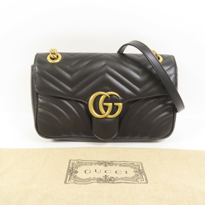 GUCCI 牛皮皮革GG Marmont鏈帶肩背袋-10