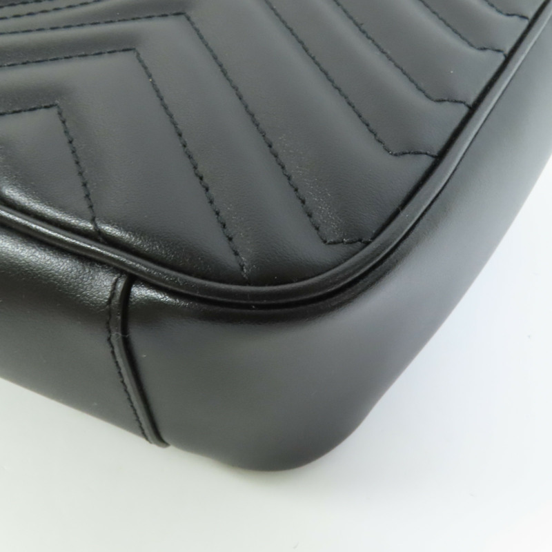 GUCCI 牛皮皮革GG Marmont鏈帶肩背袋-14