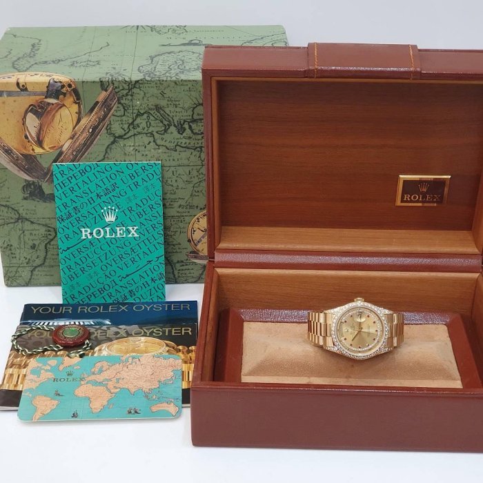 【大眾名錶】ROLEX 勞力士 18388 Day-date 蠔式18K金 原面未翻寫 小紅寶多層鑽面 大眾名錶G231-9