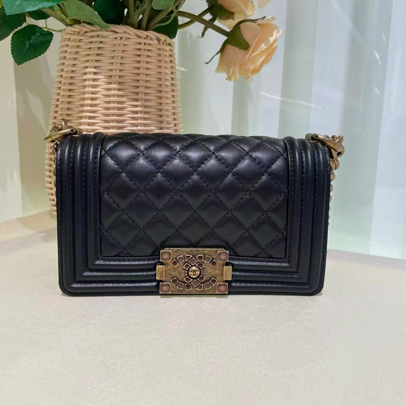 Chanel leboy 黑金小號鏈條包-0