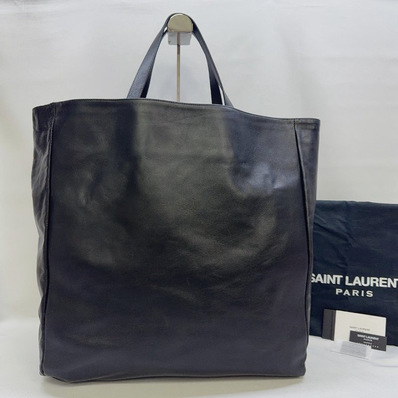 YSL 全皮革直立式手提托特包-1