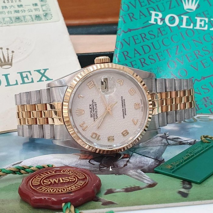 【大眾名錶】ROLEX勞力士 16233 Datejust 蠔式日誌 18K半金 原面未翻寫 白紀念面 大眾名錶G232-3