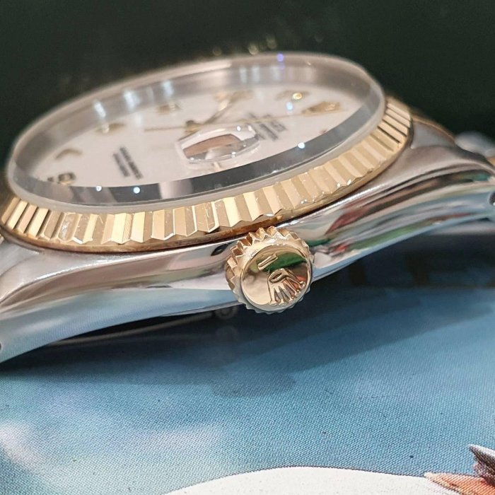 【大眾名錶】ROLEX勞力士 16233 Datejust 蠔式日誌 18K半金 原面未翻寫 白紀念面 大眾名錶G232-5