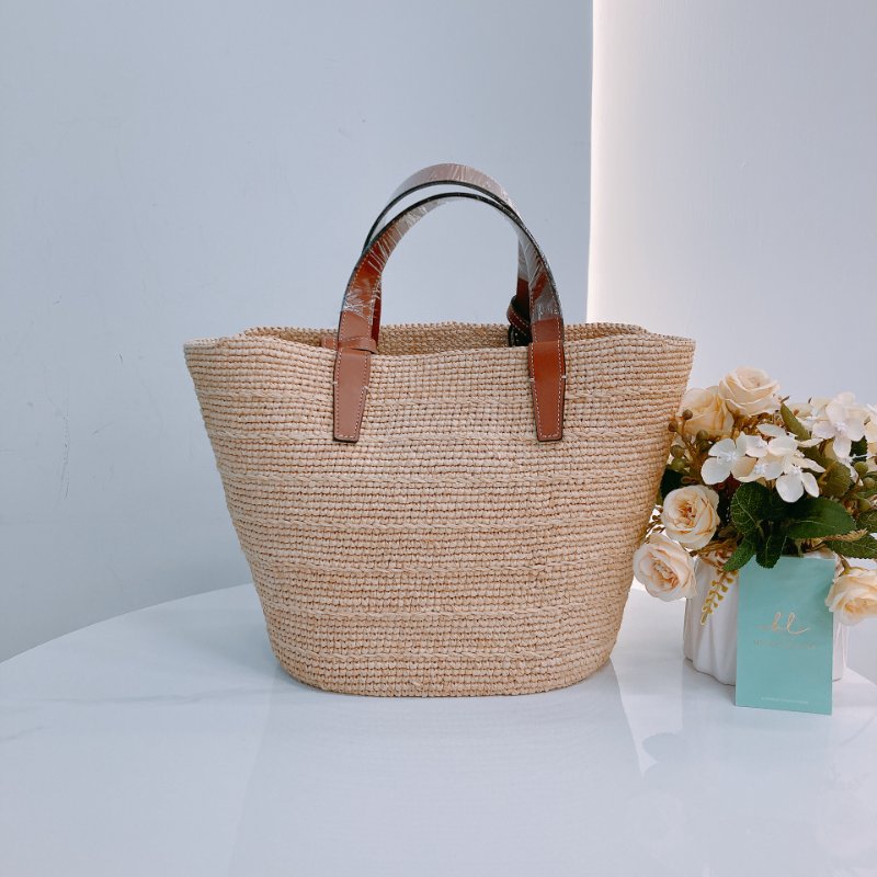 MS0618 Celine 思琳 草編 草織 經典手提包 單肩包 棕色牛皮 金扣 Supple Panier Teen Raffia Beige Brown x GHW-1