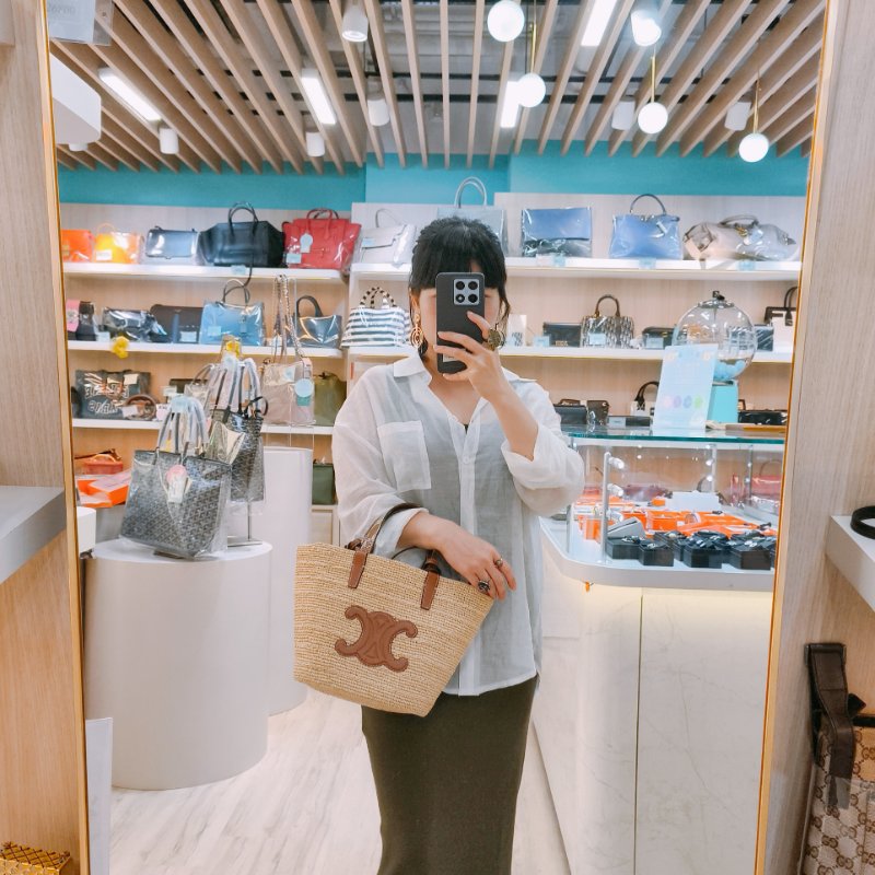 MS0618 Celine 思琳 草編 草織 經典手提包 單肩包 棕色牛皮 金扣 Supple Panier Teen Raffia Beige Brown x GHW-15