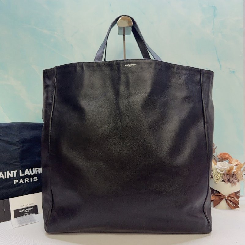 YSL 全皮革直立手提托特包-0