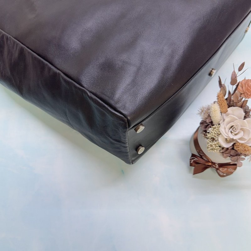 YSL 全皮革直立手提托特包-6