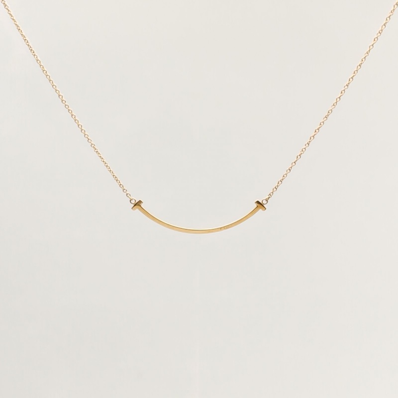 TIFFANY&CO TiffanyT微笑項鏈小號18K黃金項鏈-2