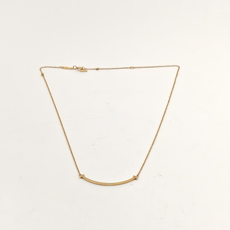 TIFFANY&CO TiffanyT微笑項鏈小號18K黃金項鏈-4