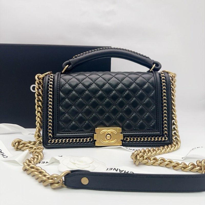 Chanel 香奈兒leboy 黑金 中號-0