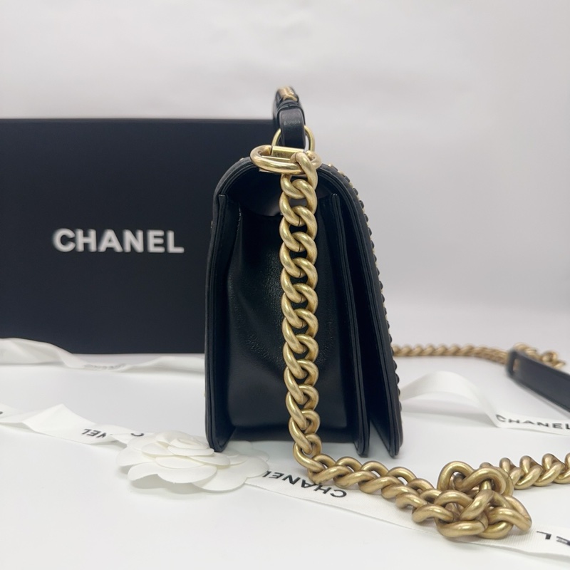 Chanel 香奈兒leboy 黑金 中號-3