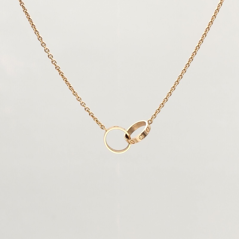 CARTIER LOVE18K金雙環項鏈18K玫瑰金項鏈-1