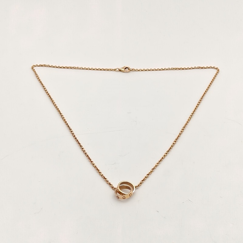 CARTIER LOVE18K金雙環項鏈18K玫瑰金項鏈-4