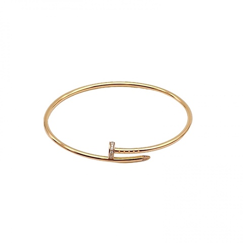 CARTIER JUSTEUNCLOU釘子20鑽細版手鐲18K玫瑰金/鑽石19號