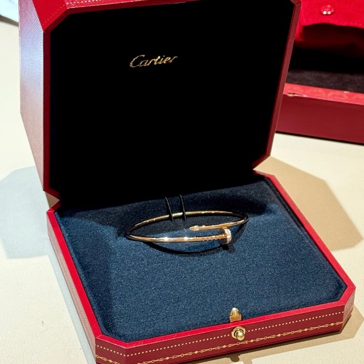 CARTIER JUSTEUNCLOU釘子20鑽細版手鐲18K玫瑰金/鑽石19號-4