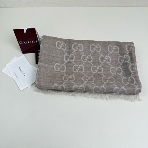Gucci/古馳 卡其色羊毛圍巾