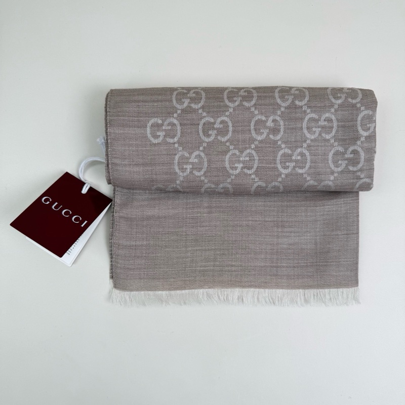 Gucci/古馳 卡其色羊毛圍巾-2