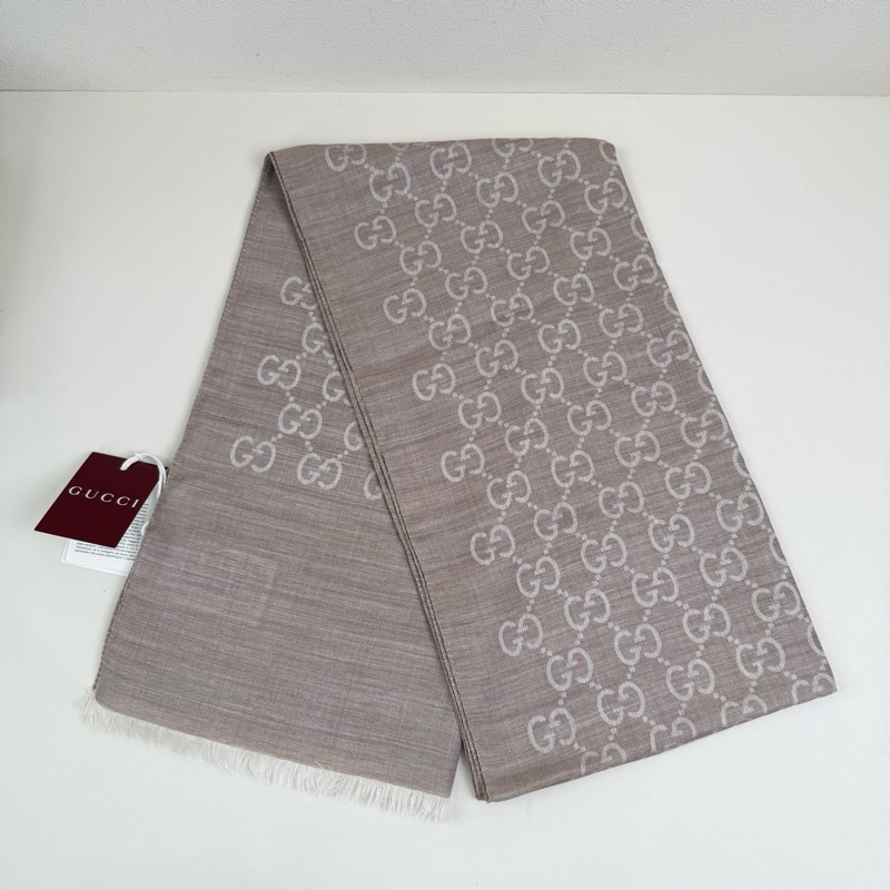 Gucci/古馳 卡其色羊毛圍巾-4