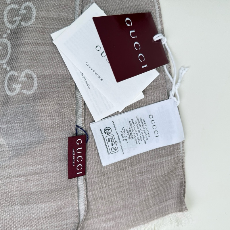 Gucci/古馳 卡其色羊毛圍巾-7