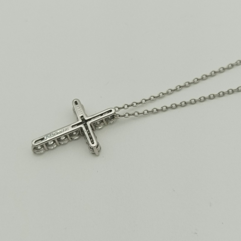 TIFFANY&CO 滿鑽十字架小號1.8cm鑽石/pt950項鏈-2