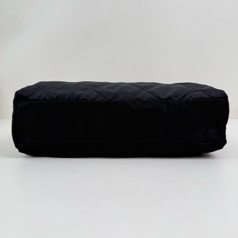 Prada/普拉達 降落傘鏈條單肩包黑色 金扣-5