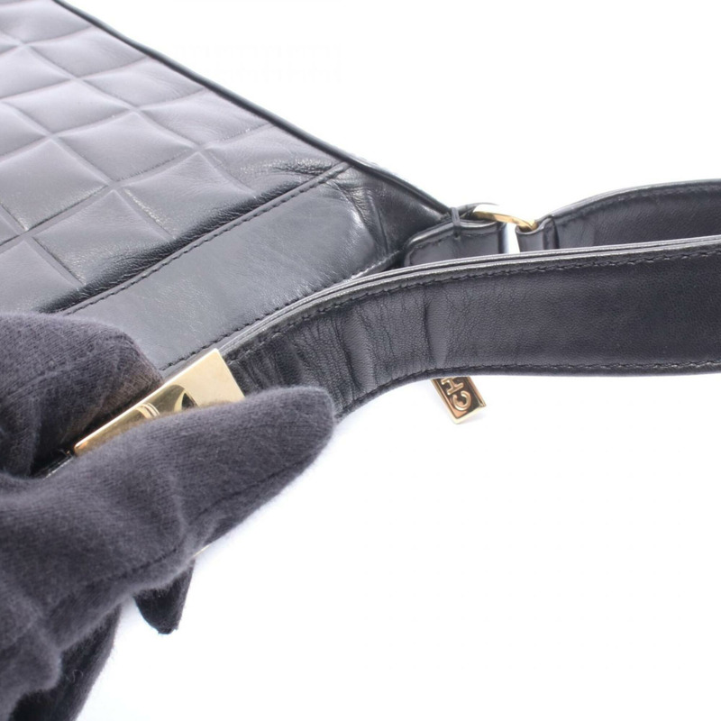 香奈兒巧克力棒單肩包/手提包,羊皮,女士,黑色-5