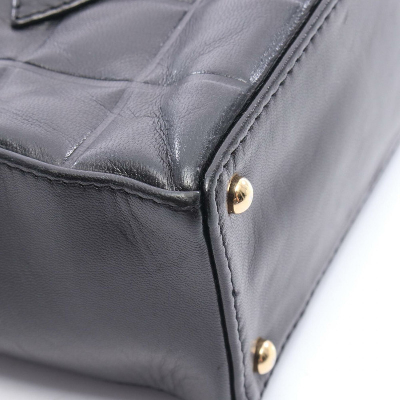 香奈兒巧克力棒單肩包/手提包,羊皮,女士,黑色-6