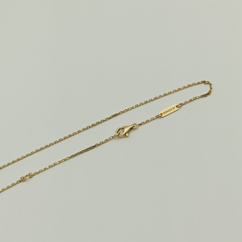 VAN CLEEF&ARPELS VintageAlhambra中號單花項鏈老扣18K黃金/縞瑪瑙-3