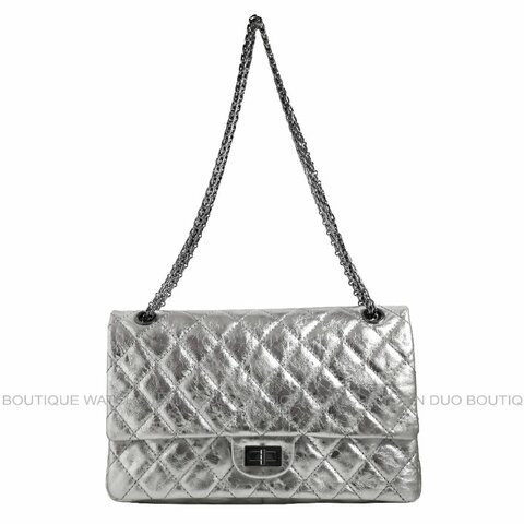 金鐸精品~2516 CHANEL香奈兒2.55復刻版226金屬銀色菱格紋仿舊小牛皮金屬鍊帶側肩背包 0 直購#斜背包#側背包#CHANEL#香奈兒#肩背包