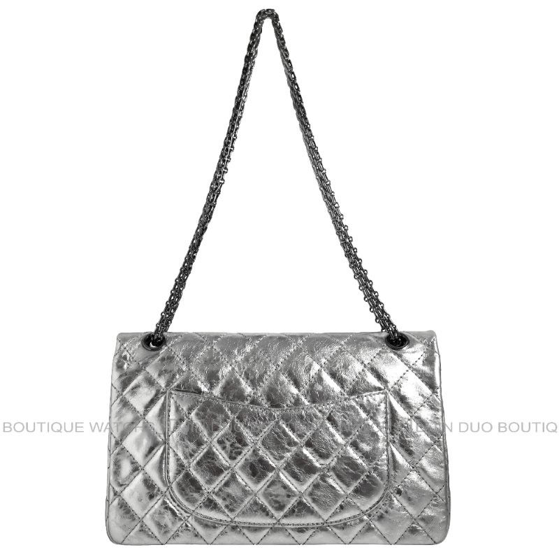 金鐸精品~2516 CHANEL香奈兒2.55復刻版226金屬銀色菱格紋仿舊小牛皮金屬鍊帶側肩背包 0 直購#斜背包#側背包#CHANEL#香奈兒#肩背包-1