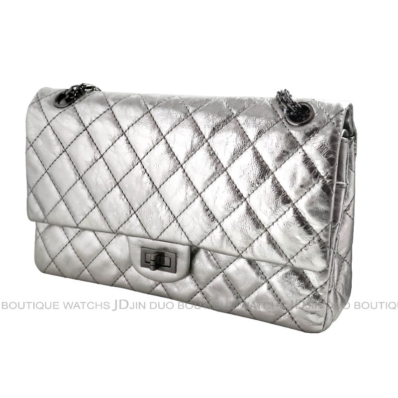 金鐸精品~2516 CHANEL香奈兒2.55復刻版226金屬銀色菱格紋仿舊小牛皮金屬鍊帶側肩背包 0 直購#斜背包#側背包#CHANEL#香奈兒#肩背包-3