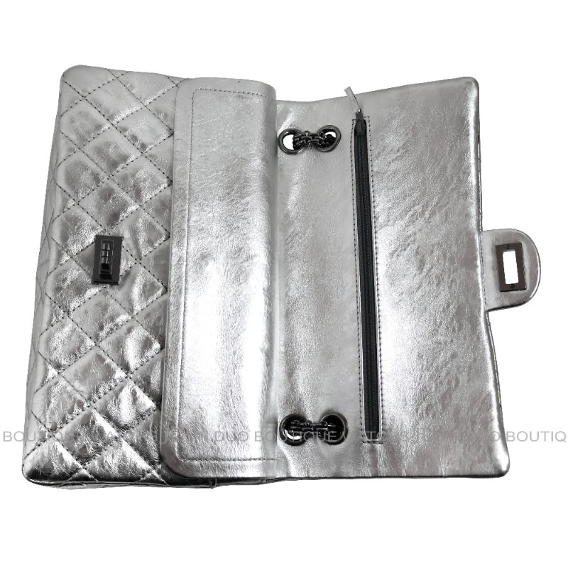 金鐸精品~2516 CHANEL香奈兒2.55復刻版226金屬銀色菱格紋仿舊小牛皮金屬鍊帶側肩背包 0 直購#斜背包#側背包#CHANEL#香奈兒#肩背包-5