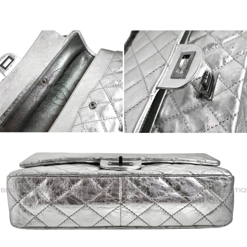 金鐸精品~2516 CHANEL香奈兒2.55復刻版226金屬銀色菱格紋仿舊小牛皮金屬鍊帶側肩背包 0 直購#斜背包#側背包#CHANEL#香奈兒#肩背包-6