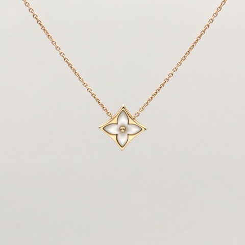 LOUIS VUITTON 18K玫瑰金四葉草貝母項鏈18K