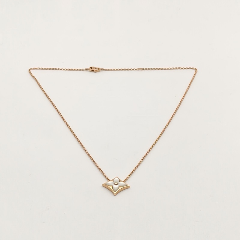 LOUIS VUITTON 18K玫瑰金四葉草貝母項鏈18K-4