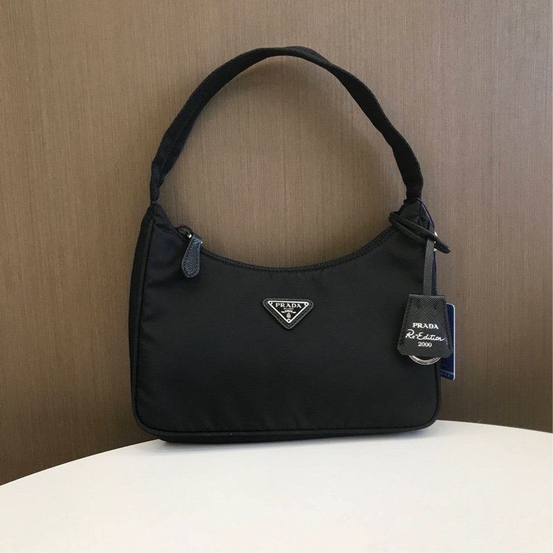 PRADA普拉達hobo 黑色 腋下包手提單肩包-0